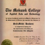 Mehdi Hashemi Diploma of Applied Arts and Technology 1970
Photo Credit: From Iran to Canada and a Life in Between, by Mehdi Hashemi, 2004