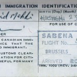 Mehdi Hashemi Immigration ID Dec 20, 1965 Montreal
Photo Credit: From Iran to Canada and a Life in Between, by Mehdi Hashemi, 2004