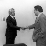 Professor Fazlollah Reza (Ambassador of Iran to Canada, from 1974 until the end of 1978) and Minister of Foreign Affairs (Allan MacEachen),  Ottawa 1975,
Photo Credit: Mehregon Magazine, - Year 2 - Issue 14_May 2011